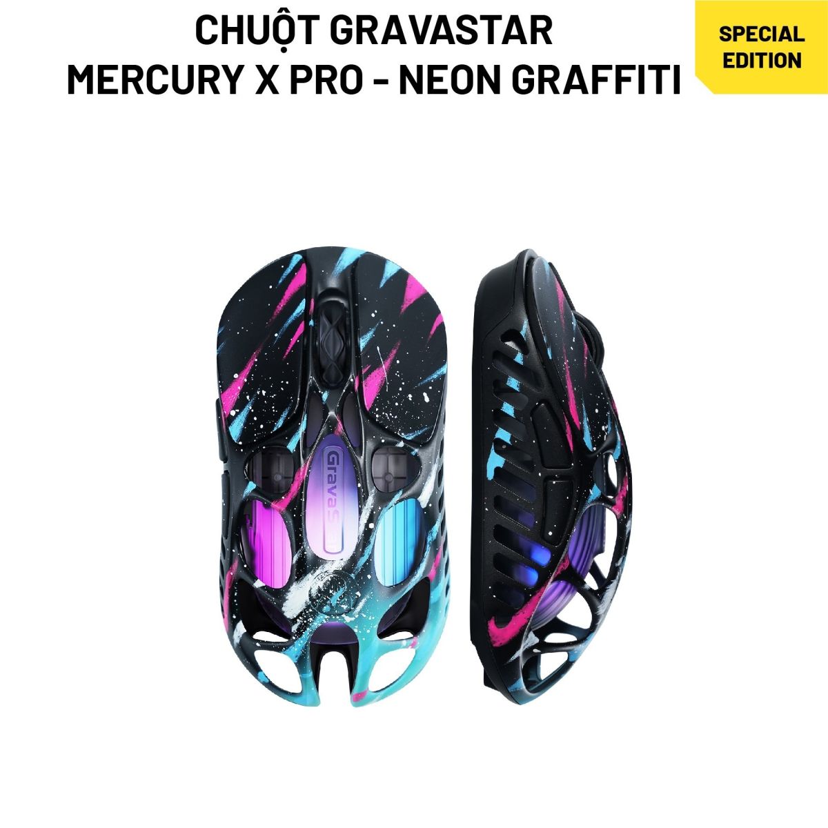 Chuột GravaStar Mercury X Pro - Neon Graffiti (Hàng chính hãng)